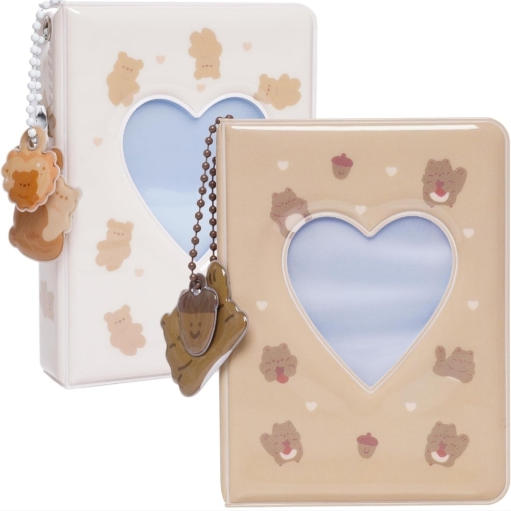 Kids Heart Window Photo Album Set - Cream and Tan two piece set